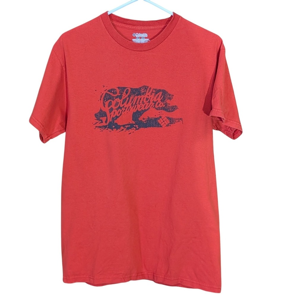 Columbia Sportswear Company Tee Shirt Red Classic Bear Logo Cotton Mens Medium